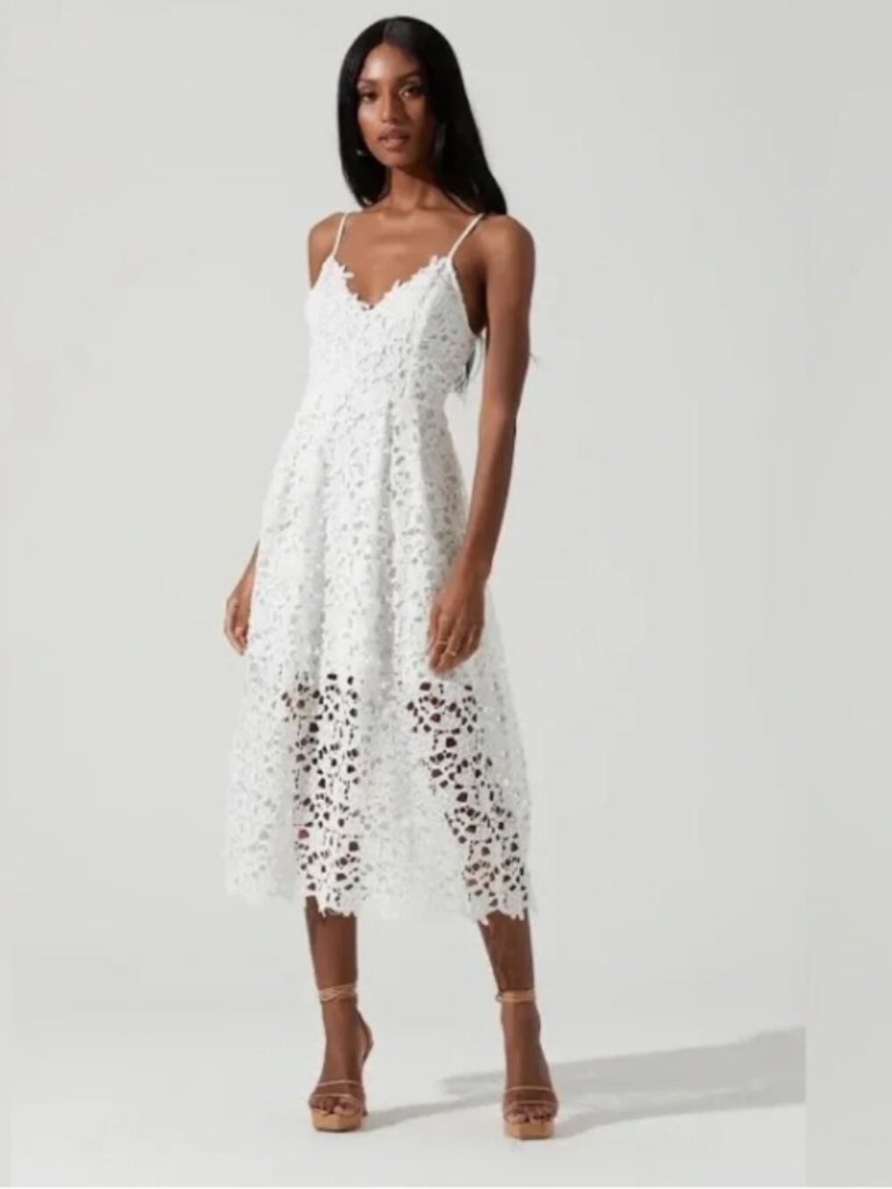 Astr The Label White Lace Midi Dress - SIZE XL